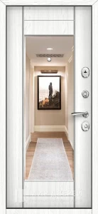 Белая входная дверь в квартиру с зеркалом №71 внутренняя - фото