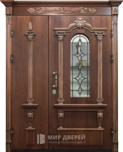 Большая входная дверь с окном №337 внешняя - фото